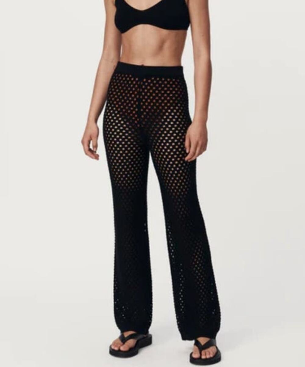 Forever 21 Black Fishnet Mesh Pull-On Pants size Small
